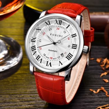 Forini Watches | Bronte | Silver White on Red