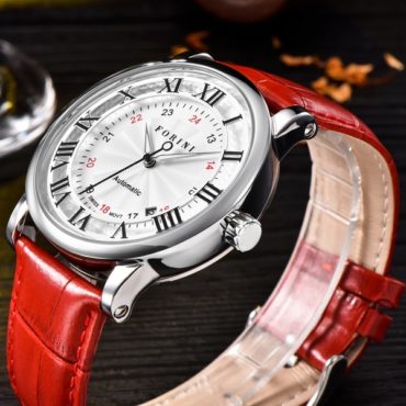 Forini Watches | Bronte | Silver White on Red