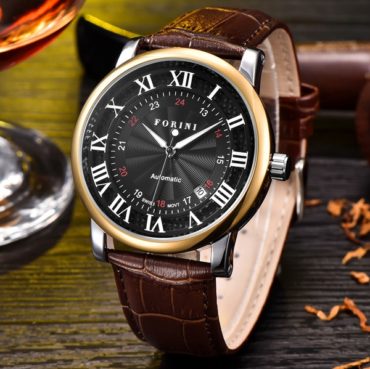 Forini Watches | Bronte | Gold Black on Brown