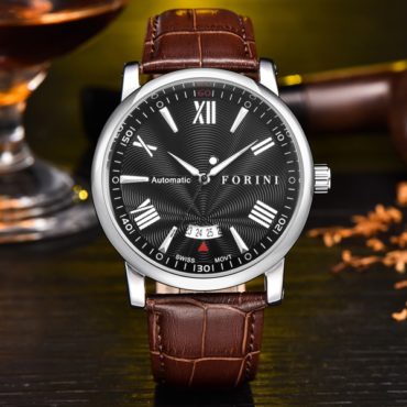 Forini Watches | Keynes | Black Silver on Brown