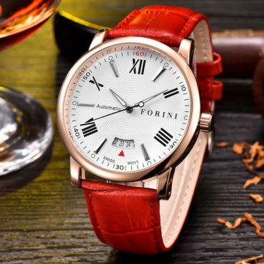 Forini Watches | Keynes | Rose Gold on Red