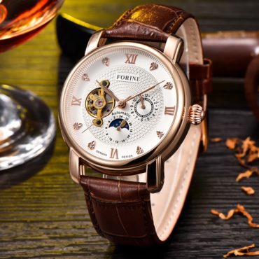 Forini Watches | Tagore | Rose Gold White on Brown