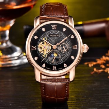 Forini Watches | Tagore | Rose Gold Black on Brown