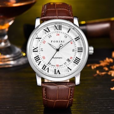 Forini Watches | Bronte | Silver White on brown