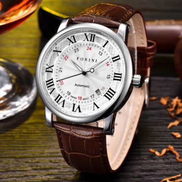 Forini Watches | Bronte | Silver White on brown